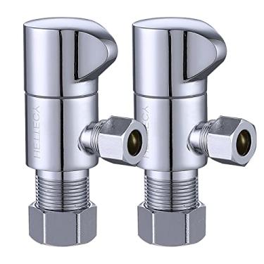 Imagem de Válvula angular, válvula de parada de ângulo de água Frascio para torneira e vaso sanitário, montagem na parede, G1/2 comercial 1/2 ¡± entrada e saída IPS, cromo polido (conjunto com 2)