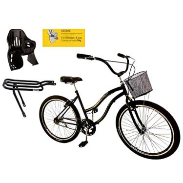 Imagem de Bicicleta aro 26 com cestinha e cadeirinha Retrô s/marcha