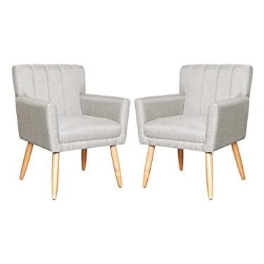 Imagem de Kit 02 Poltronas Decorativa Cecília Linho - DS Estofados