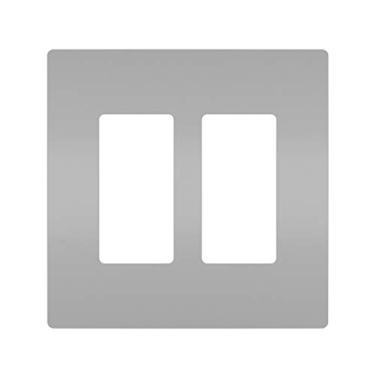 Imagem de Placas de parede radiantes sem parafuso da Legrand para tomadas basculantes decoradoras, 2 entradas, cinza, RWP262GRY