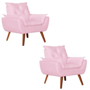 Imagem de Kit 2 Poltronas Opala Suede Rosa Bebê