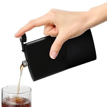 Imagem de licor clássico | Aço Inoxidável 6 7 8 Oz Pequeno Bolso Frasco Chapeado Preto Fosco - Recipiente uísque leve com tampa conexão articulada para atividades ao ar livre, escalada, Xuany