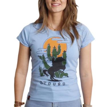 Imagem de Camiseta Feminina Cavalo Cactos - Azul Bebê - Stouro