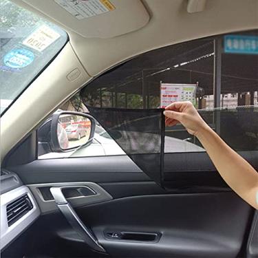 Imagem de 2 peças de proteção solar magnética para janela lateral de carro U-V íon cortina de proteção solar de tela de verão para janela de carro filme de íon preto