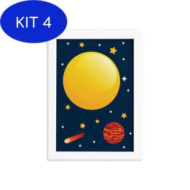 Imagem de Kit 4 Quadro Decorativo Infantil Sistema Solar Sol 22X32cm - Quartinho