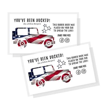 Imagem de Cartão You've Been Ducked | Pacote com 50 | Tamanho do cartão de visita Duck Duck Tag 8,89 x 5,08 cm | Anexe a bandeira americana SUV Design