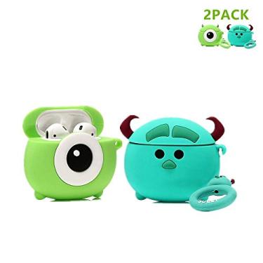 Imagem de Capa de silicone ZAHIUS Airpods compatível com Apple Airpods 1&2 [série de desenho animado] [Projetado para crianças meninas e meninos] (pacote com 2 microfones redondos e sulley)