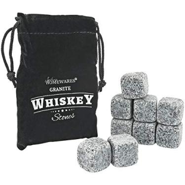 Imagem de Pedras de uísque de granito – Conjunto de 9 pedras reutilizáveis para resfriamento com bolsa de armazenamento, refrigerador de bebidas para uísque, bourbon e coquetéis