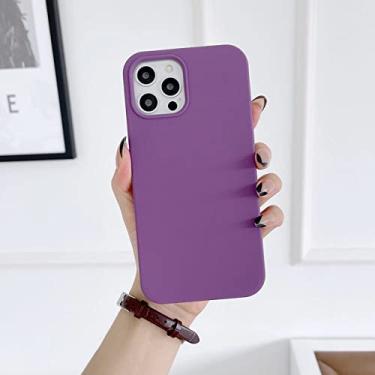 Imagem de Capa traseira de silicone líquido original de luxo sólido para iphone 13 12 11 pro max para iphone 14 11 xr xs max macio tpu capa traseira, 8 roxo, para iphone xr