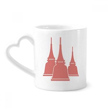 Imagem de Caneca com ilustração de arte de arquitetura tradicional da Tailândia Caneca de café cerâmica copo de coração de vidro