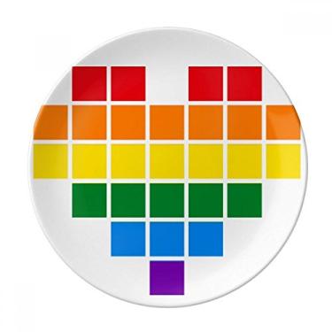 Imagem de Rainbow Gay Lésbica Pequena Caixa Coração LGBT Prato Decorativo Porcelana Salver Louça Prato de Jantar