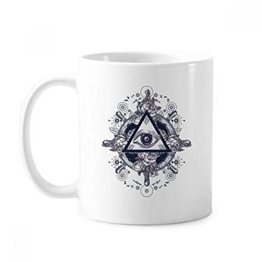 Imagem de Caneca de cerâmica com estampa de arte em triângulo de flor e olho de porcelana