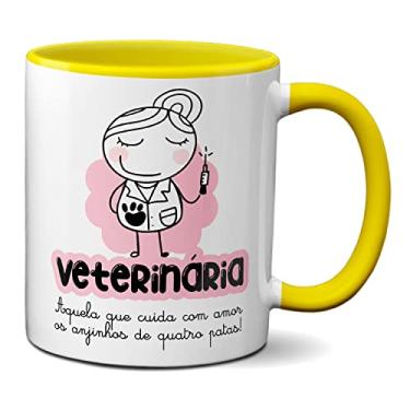 Imagem de Caneca Veterinária Aquela Que Cuida Dos Anjinhos De 4 Patas (Amarela)