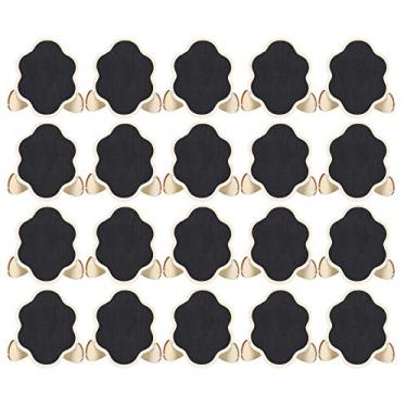 Imagem de Conjunto de 2 mini quadro-negro de madeira placas placas placas etiquetas de mensagem para quadros negros festas casamento decoração de mesa