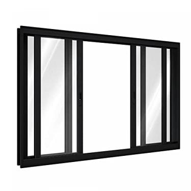 Imagem de Janela de Alumínio de Correr 100 x 200 x 10,5 cm Preto 4 Folhas sem Grade Lucasa