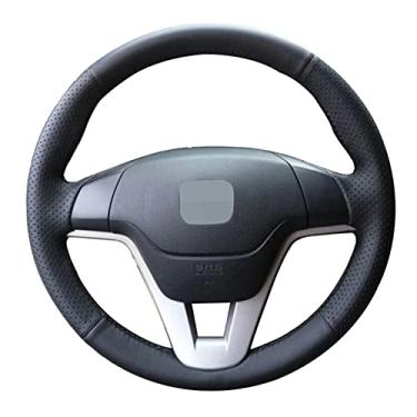 Imagem de Capa de volante de carro confortável antiderrapante costurada à mão preta, apto para Honda CRV CR V 2007 2008 2009 2010 2011
