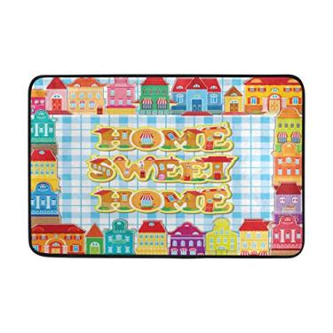 Imagem de Capacho colorido My Daily Home Sweet Home 40 x 60 cm, sala de estar, quarto, cozinha, banheiro, tapete impresso de espuma leve