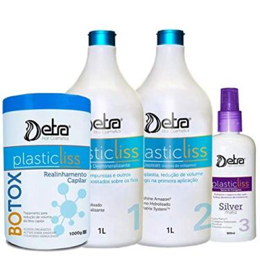 Imagem de Detra Escova Progressiva Plastic Liss 1litro Sem Formol +Redutor de volume capilar Detra Plastic Liss 1kg - R