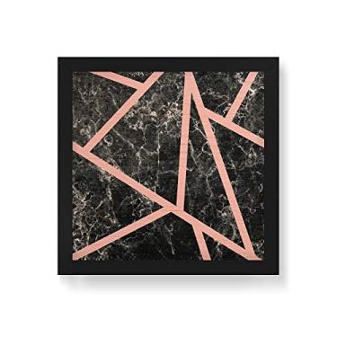 Imagem de Arte Maníacos Quadro Decorativo em Madeira Marmore Faixas Rosas - 30x30cm (Moldura caixa em laca preta)