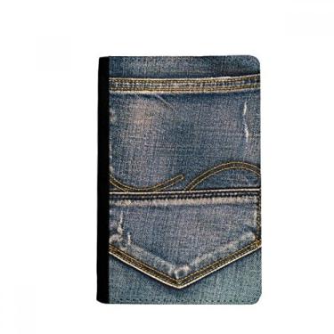 Imagem de Bolso jeans com forro de caubói têxtil para passaporte Notecase Burse capa carteira porta-cartões