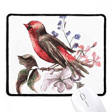 Imagem de Mousepad de flores da Branch Birds com borda costurada, tapete de borracha para jogos