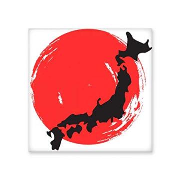 Imagem de Mapa preto abstrato Japão Art Deco presente moderno azulejo de cerâmica brilhante decalque pedra adornada tijolo vitrificado