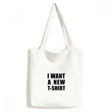 Imagem de I Want A New T-shirt Tote Canvas Bag Shopping Satchel Casual Bolsa