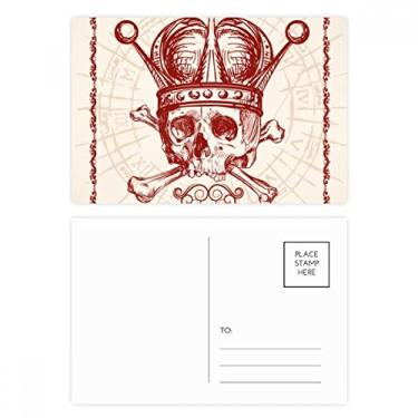Imagem de Conjunto de cartões postais com estampa de esqueleto, coroa vermelha, cartões postais de aniversário, cartão de agradecimento