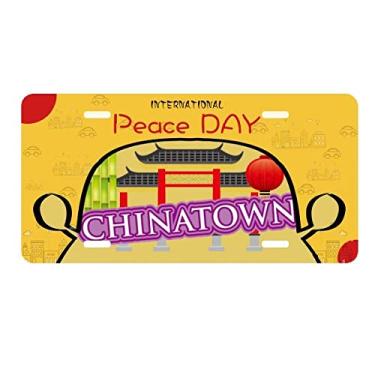 Imagem de DIYthinker Placa de carro de bambu roxa China Town decoração de carro dia da paz