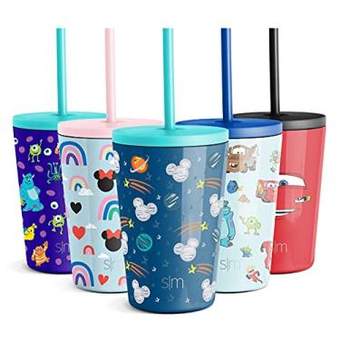 Imagem de Simple Modern Disney Garrafa de água para crianças, copo reutilizável com tampa de canudo e isolamento térmico de aço inoxidável para crianças, meninas, meninos, 340 g, espaço do Mickey Mouse