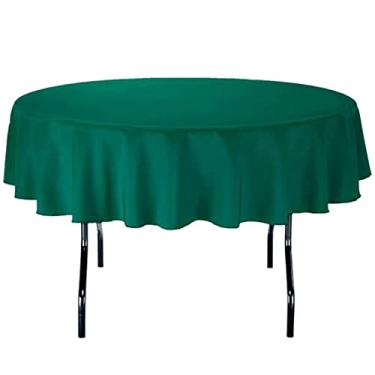 Imagem de LinenTablecloth Toalha de mesa de poliéster redonda 178 cm verde caçador