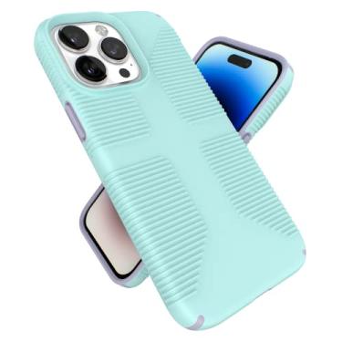 Imagem de Speck Capa com aderência Gemshell para iPhone 14 Pro Max, modelo de 6,7 polegadas, policarbonato, proteção resistente, ciano pálido/lilás