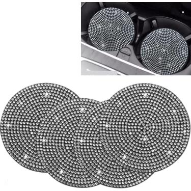 Imagem de Guoord Porta-copos universais de carro com 4 peças, suporte de copo de cristal brilhante de 7,6 cm, suporte de copos de bebida, acessórios de interior de carro para veículos e caminhões SUV, carro brilhante para mulheres, festa, aniversário (Bling)