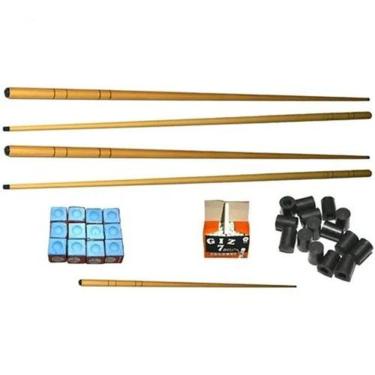Imagem de Kit 4 Taco1,30 + 1 Pequeno + Giz Azul + Branco + 20 Ponteira