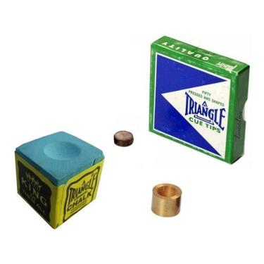 Imagem de Giz Triangle Verde + Sola Triangle + Virola Metal Sinuca Bar