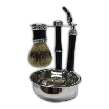 Imagem de Kit Barba Vintage Retrô Barbearia Metal Pincel Banheiro Tig