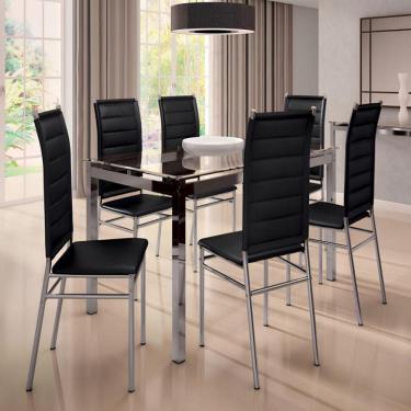 Conjunto Mesa de Jantar Ester Olivia com 06 Cadeiras com Encosto em Tela  1.80 x 1.00 Retangular