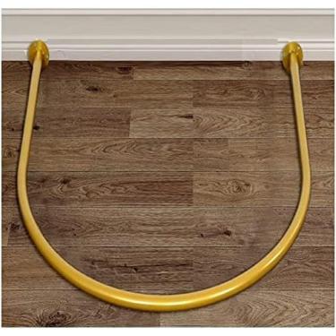 Imagem de Haste De Cortina De Metal Em Forma De U - Prateleira De Anel Montada Na Parede - Haste De Cortina De Provador De Loja De Roupas - Haste De Cortina De Chuveiro,Ouro,100x100cm,Hilarious123