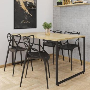 Imagem de Conjunto Sala de Jantar Mesa com 4 Cadeiras Allegra PP Espresso Móveis Marrom/Preto