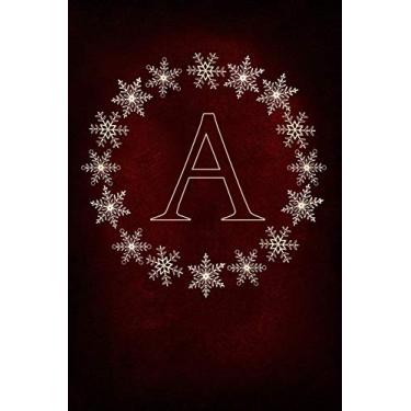 Imagem de A: Monogram Initial Notebook Journal with Magical Snowflake Red Cover