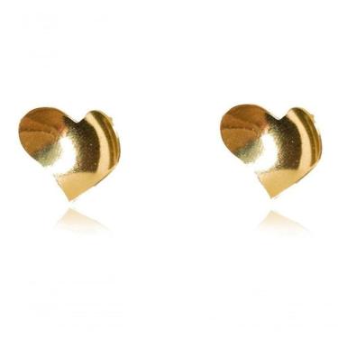 Imagem de Brinco Coração Oval Folheado Em Ouro 18k