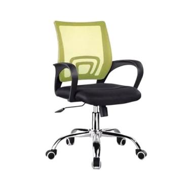 Imagem de WAOCEO Cadeira de escritório cadeira de computador conferência cadeira de escritório encosto simples cadeira de estudo doméstico cadeira móvel giratória confortável cadeiras de mesa (cor: verde+preto)