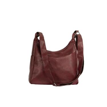 Imagem de Bolsa Feminina Transversal Média Estilo Hobo Sacola Moderna Casual Detalhe Frontal Bolso Diagonal (Bordô)