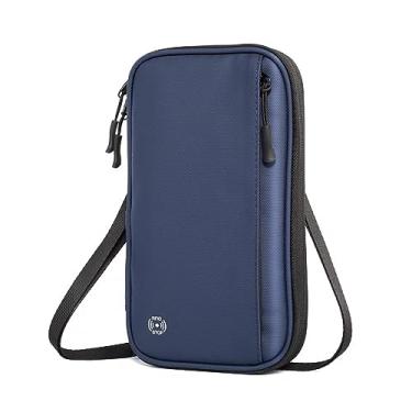 Imagem de Suporte para passaporte, à prova d'água, carteira de viagem para passaporte com alça de ombro ajustável para cartão de identificação de viagem, cartões de crédito, passagens aéreas, Azul, Clássico