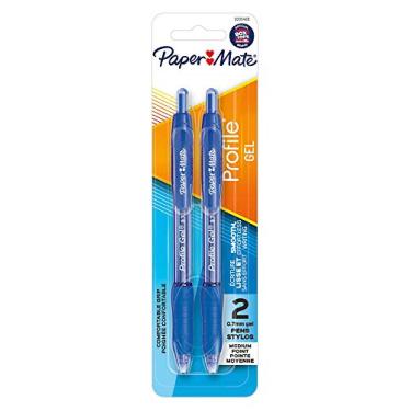 Imagem de Paper Mate Caneta de gel, caneta retrátil de perfil, 0,7 mm, azul, 2 unidades