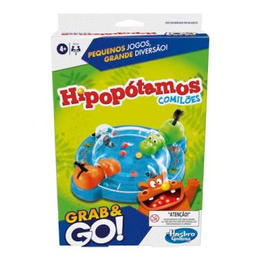 Imagem de Hasbro Games, Jogo de Tabuleiro Portátil, Hipopótamos Comilões Grab and Go - Jogo para Crianças, 2 Jogadores - A partir de 4 Anos