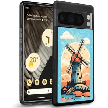 Imagem de Capa de telefone para Google Pixel 8 8 Pro 7 7 Pro 6 6a 6 Pro 5 5a 4 4a 4XL 3 3 XL 2 2 XL 4G/5G com design Flamingo-aa472 moldura preta de borracha fina à prova de choque/948 (Color : Dutch Windmill