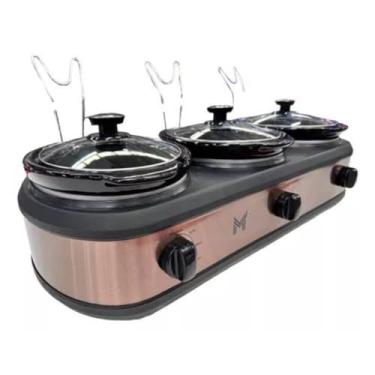 Imagem de Generic Triplo Rechaud Buffet Elétrico Slow Cooker 3 Panelas 127V Aço Inoxidável