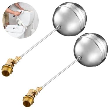Imagem de Válvula de esfera flutuante para tanque de água - pacote com 2, controle automático de nível de irrigador de gado com rosca de 3/10.2 cm, braço ajustável