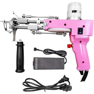 Imagem de Pistola de tufos de carpete, pistola de tecelagem de carpete elétrica, pilha cortada e pilha de laço 2 em 1, arma para fazer tapetes arte tecelagem de tapetes reunindo tricô máquina elétrica